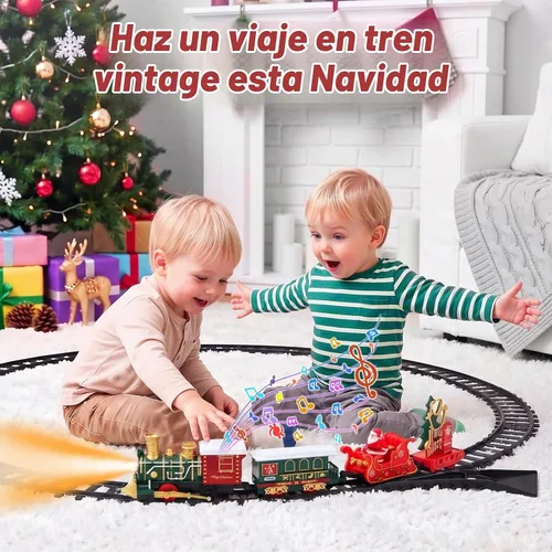 Vista 8 de Luxspire Juego de tren de Navidad, tren de árbol de Navidad con trineo