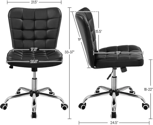 Vista 3 de Yaheetech Silla de Escritorio de Oficina Moderna Acolchada sin Brazos de Computadora Tapizada en Cuero Sintético con Altura de Asiento Ajustable