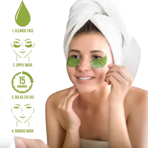 Vista 3 de Mascarilla de tratamiento de ojos de aloe vera (30 pares) reduce la hinchazón, las arrugas, la hinchazón y las bolsas debajo de los ojos, aclara