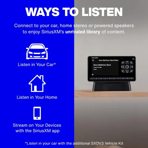 Vista 5 de SiriusXM SXEZR1H1 Onyx EZR Radio Satelital con Kit para el Hogar - Escucha SiriusXM en tu Sistema de Audio Doméstico o Altavoces Alimentados