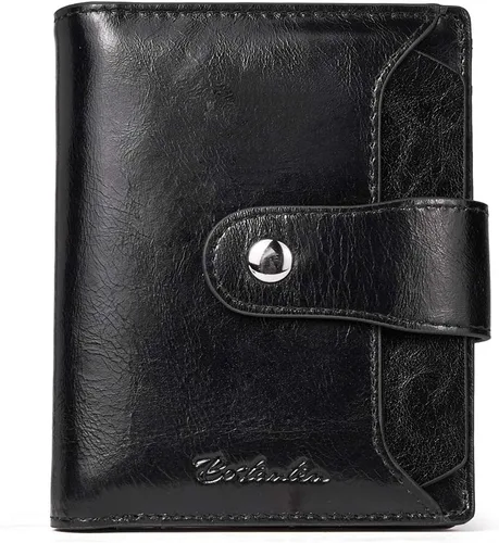 Vista 23 de BOSTANTEN Cartera de piel para mujer, con bloqueo RFID, pequeña, plegable, con bolsillo con cremallera, tarjetero, con ventana de identificación