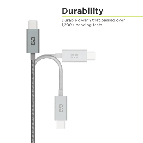Vista 2 de PureGear Cable trenzado USB-C a USB-C (10 pies), cable de carga de suministro de energía para iPhone 17, 17Pro, 17ProMax, 16, 15, MacBook, iPad Pro