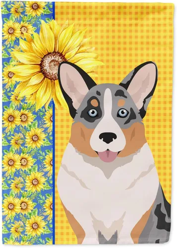 Vista 10 de Caroline's Treasures WDK5313GF Bandera de jardín con diseño de girasoles de verano, color negro y tostado, Airedale Terrier para buzón, bandera