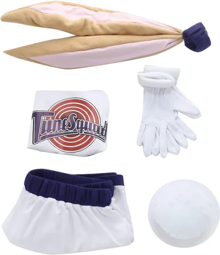 Vista 6 de Cosplay.fm Disfraz de conejito para mujer, atuendo completo con pantalones cortos, guantes de cola de conejo