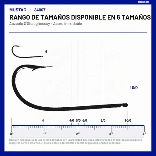 Vista 3 de Mustad Classic 34007 O'Shaughnessy - Gancho de pesca de mango largo para agua salada