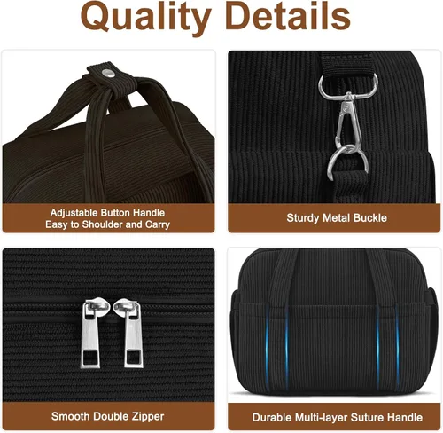 Vista 8 de KUBYA Lonchera de Pana Bolsa de Almuerzo para Mujeres y Hombres, Linda Fresa Pequeña Aislada Reutilizable Trabajo A Prueba de Fugas Simple Loncheras