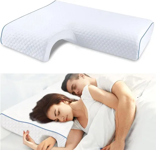 Vista 7 de Almohada de espuma viscoelástica arqueada para adultos con orificio para el brazo - Núcleo de espuma viscoelástica 3D arqueada, almohada de rebote