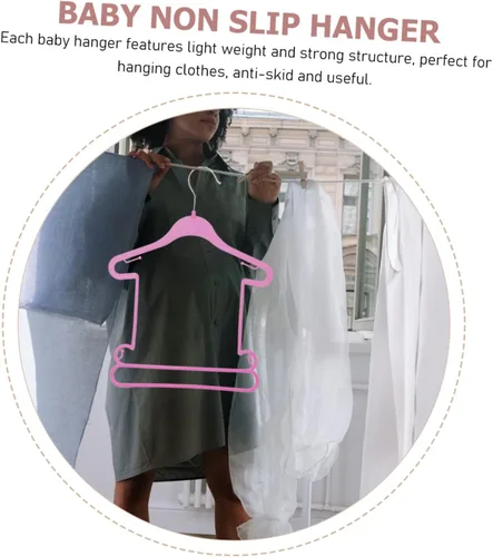 Vista 4 de CHILDWEET Perchas para pantalones, 10 piezas, colgador de trajes, juego de bebé, ropa para niños, ropa de plástico para niños pequeños para armario