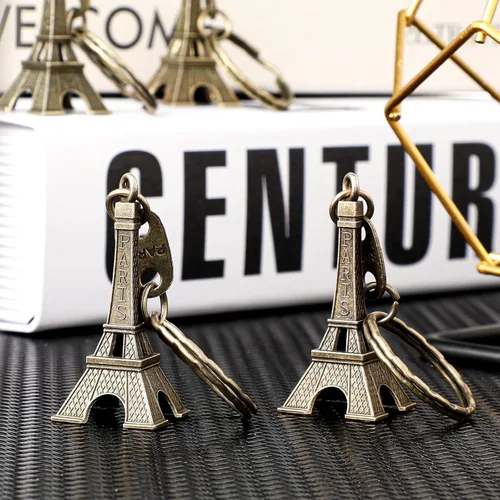 Vista 3 de Junkin 30 piezas de llavero de la torre Eiffel, decoración de llavero retro, dijes de bolso, modelo de estatua, llavero de graduación, recuerdos