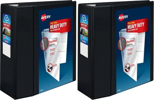 Vista 12 de Carpeta resistente Avery para trabajos, Negro Paquete de 10 For Heavy School, Home and Office Use, DuraHinge Tear-Resistant Spine, DuraEdge