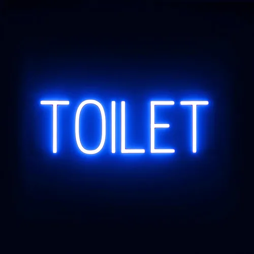 Vista 41 de SpellBrite Letrero de MEN para baños de negocios Letreros relacionados con el baño con aspecto de neón, luz LED azul 13.8 x 6.3 pulgadas