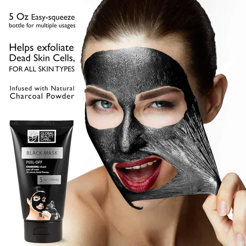 Vista 6 de Global Beauty Care Máscara negra despegable – Mascarilla facial de carbón para limpieza profunda, eliminación de puntos negros, minimización
