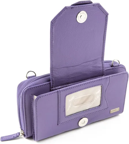Vista 5 de WalletBe Cartera RFID para mujer, bolso cruzado de cuero con acordeón guijarro