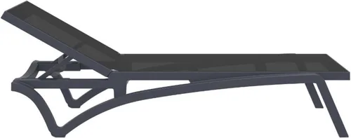 Vista 3 de Compamia Pacific Chaise Lounge con cabestrillo negro en gris oscuro (juego de 2)