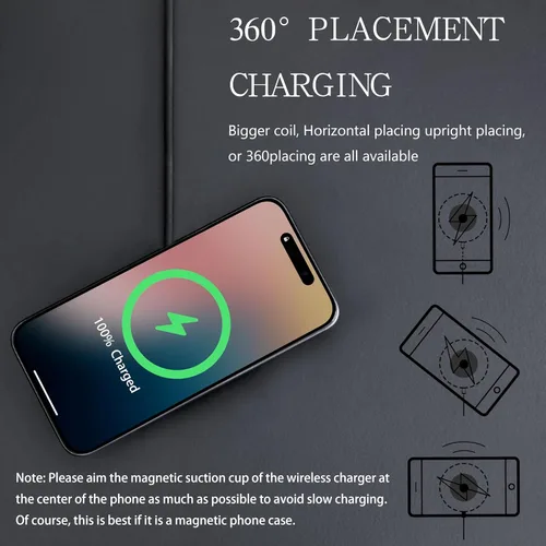 Vista 6 de Cargador inalámbrico magnético para iPhone 15W Max Fast Mag-Safe almohadilla de carga inalámbrica compatible con iPhone 16/16 Plus/16 Pro/16 Pro