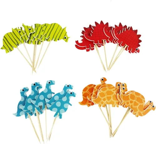 Vista 3 de 96pcs Dinosaur Cake Topper Paper Decoration for Birthday Party