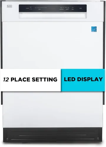 Vista 14 de BLACK+DECKER Lavavajillas empotrado de 24 pulgadas, capacidad para 12 cubiertos con tina de acero inoxidable, lavavajillas con 6 programas