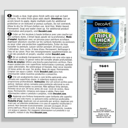 Vista 3 de DecoArt Triple Thick Gloss Glaz, Botella de 8 fl oz, Blanco Azul