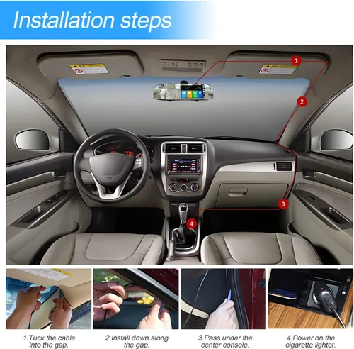 Vista 6 de Cámara de salpicadero para autos, espejo retrovisor de seguridad, cámara de 4,3 pulgadas Full HD 1080P, espejo retrovisor inteligente para autos