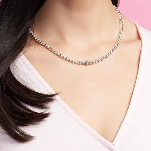 Vista 5 de Pandora Collar de cuentas y pavé Impresionante joyería para mujer Gran regalo para ella Plata de ley y circonita cúbica 17.7 pulgadas, Metal