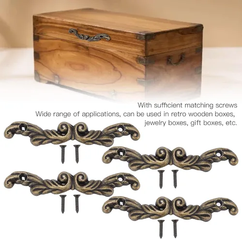 Vista 3 de Mango de cajón, exquisito patrón antiguo con tornillos para armarios para cajas de madera para cajas de regalo