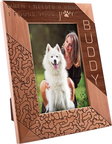 Vista 2 de Memorial personalizado para mascotas 4x6, marco de fotos personalizado para mascotas para gatos y perros - marco de fotos de madera - marco