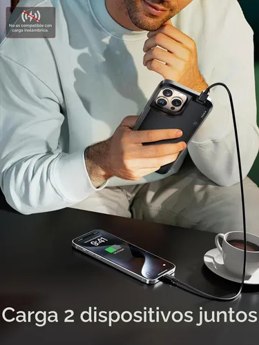 Vista 4 de NEWDERY Funda de batería para iPhone 16 pro USB C portátil Power Bank
