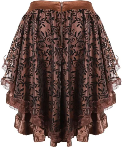 Vista 3 de Zhitunemi Disfraz steampunk de talla grande para mujer, vestido de pirata, falda renacentista, trajes altos y bajos, trajes de salón para niña