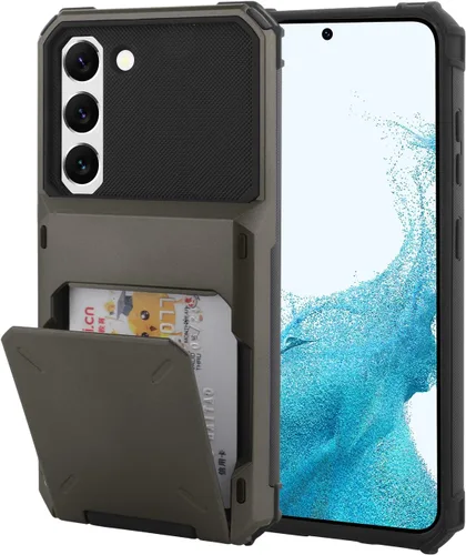Vista 29 de Funda tipo cartera para Samsung Galaxy S22 con ranura para 2 tarjetas de crédito Funda a prueba de golpes Hybrid Heavy Duty Protection Armor Funda