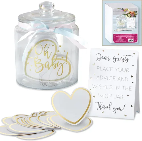 Vista 9 de Kate Aspen Tarro iridiscente de deseos de boda con 100 tarjetas en forma de corazón, libro de invitados, decoraciones de despedida de soltera