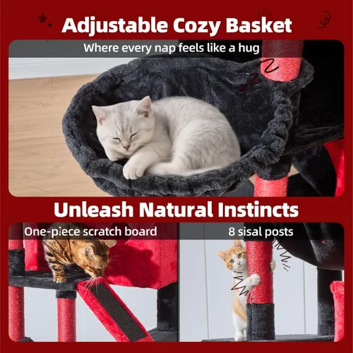 Vista 50 de Taoqimiao Árbol para gatos de 57.5 pulgadas, torre para gatos de interior para adultos, condominio extragrande para gatos, 8 postes rascadores