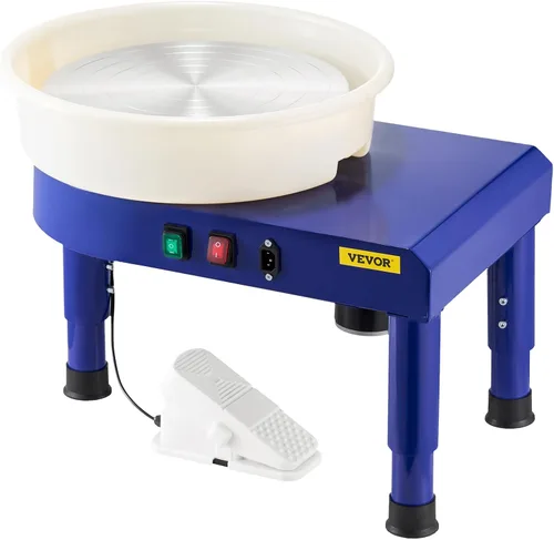 Vista 9 de VEVOR Torno de Alfarero de 14 pulgadas para Adultos Principiantes, Altura Ajustable de 0-6 pulgadas, Máquina Formadora de Cerámica de 450W, Torno