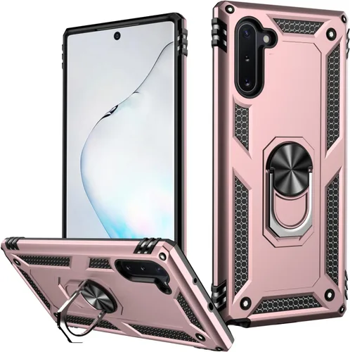 Vista 9 de LUMARKE Funda protectora para Galaxy Note 10, pasa 16 pies, prueba de caídas de grado militar, resistente con soporte de anillo magnético, Negro