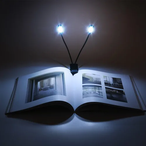 Vista 7 de Luz de soporte de música recargable, luz de lectura con clip de 8 LED, lámpara de libro de 3 niveles de brillo de protección ocular para orquesta