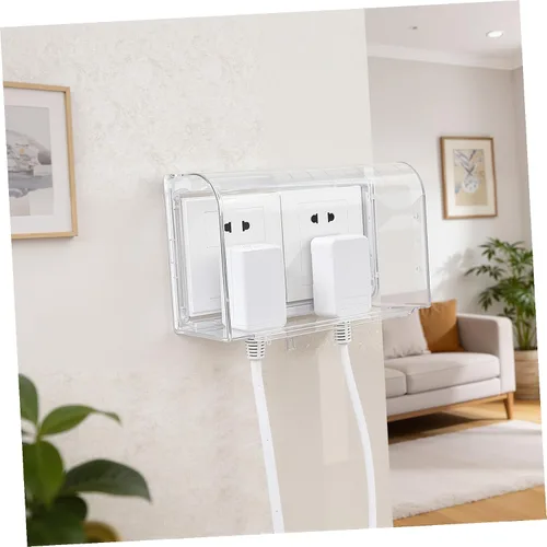 Vista 5 de 1 tapa adhesiva de doble posición para baño y sala de estar para enchufes eléctricos, fácil de instalar y quitar