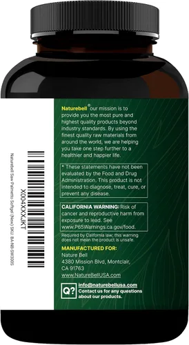 Vista 8 de Saw Palmetto para hombres con aceite de semilla de calabaza, 1200 mg, 300