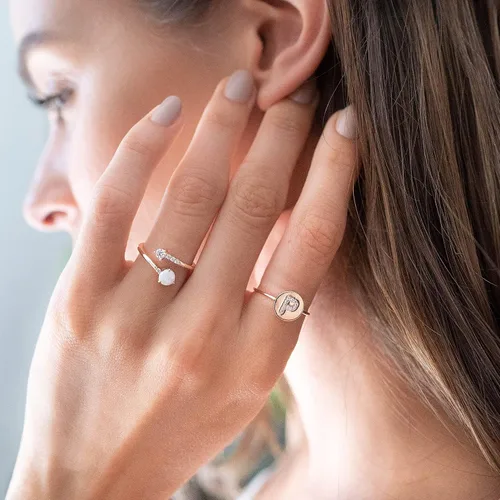 Vista 4 de PAVOI Anillo apilable chapado en oro de 14 quilates para mujer Anillos de moda