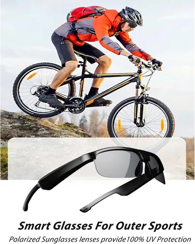 Vista 2 de Lentes inteligentes, lentes de sol polarizados Bluetooth con micrófono y altavoces integrados, oreja abierta, asistente de voz, protección UV
