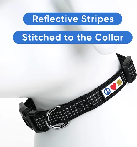 Vista 3 de Collar de entrenamiento reflectante para perros, de la marca Pawtitas, Negro