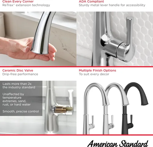Vista 3 de American Standard 9319310.002 Renate Grifo de cocina desplegable con pulverizador cromado