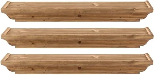 Vista 8 de Kiera Grace Muskoka Fitz - Estantes flotantes de madera, juego de 3, tamaños de 36 pulgadas, nogal natural, perfectos para mostrar preciosos marcos