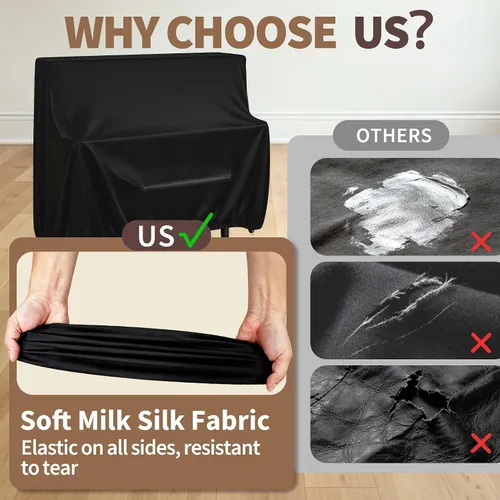 Vista 3 de Cubierta vertical para teclado de piano, funda elástica para teclado de seda de leche suave, protección a prueba de polvo y manchas para la mayoría