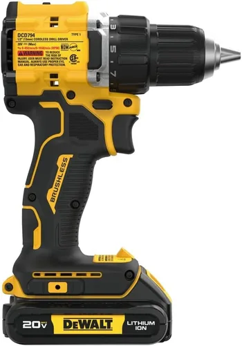 Vista 4 de Dewalt DCD794B 20V MAX ATOMIC COMPACT SERIES Taladro Atornillador Inalámbrico de Iones de Litio sin Escobillas de 1/2 pulgada (Solo Herramienta)