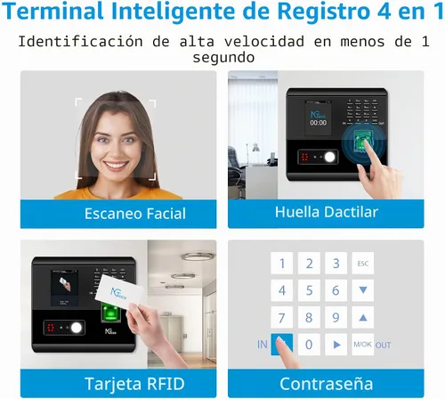 Vista 7 de NGTeco Reloj de tiempo APP para pequeñas empresas, 4 en 1, Plug & Play Negro