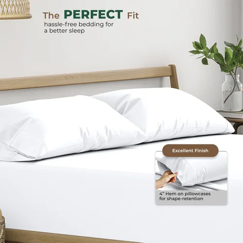 Vista 3 de THREAD SPREAD 100% Algodón Orgánico Fundas de Almohada Paquete de 2 Tamaño Queen/Estándar - Funda de Almohada Orgánica de Algodón Percal Suave