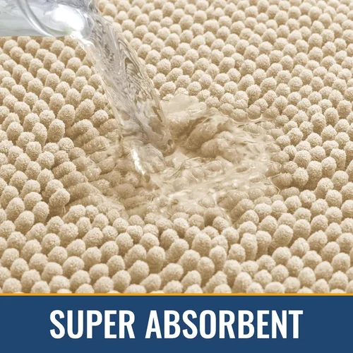 Vista 4 de Arotive Alfombras de baño de felpilla extrasuaves y absorbentes, de 24 x 16 pulgadas, lavables a máquina, parte trasera de goma antideslizante