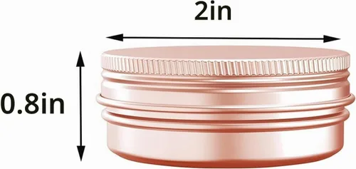 Vista 3 de Tarro de aluminio de 1 oz con tapa de rosca, contenedor recargable para cosméticos, bálsamo labial, crema, oro rosa, 12 unidades.