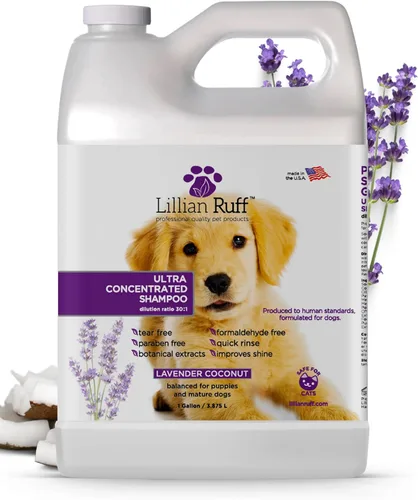 Vista 7 de Lillian Ruff PRO Formula Champú Ultra Concentrado para Perros – Hace 4 Galones/30 Botellas, Dilución 30:1, Champú Profesional para Mascotas