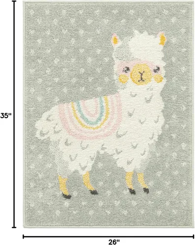 Vista 2 de Unique Loom Whimsy Kids Collection - Alfombra rectangular de 2 pies 2 pulgadas x 2 pies 11 pulgadas, gris/marfil