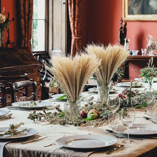 Vista 6 de Uieke 100 piezas de hierba de las pampas seca natural de 17 pulgadas de alto, flores secas grandes de caña sintética para arreglos florales de boda